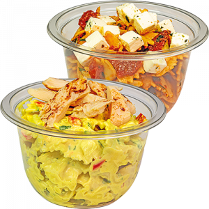 Kühlmann Nudelsalat mit Hirtenkäse oder Curry-Nudelsalat mit Hähnchenbruststreifen