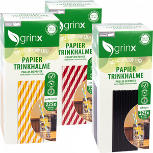 Grinx Trinkhalme Papier  verschiedene Farben