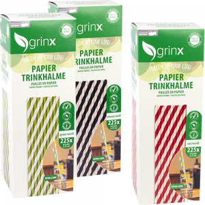 Grinx Trinkhalme Papier verschiedene Farben